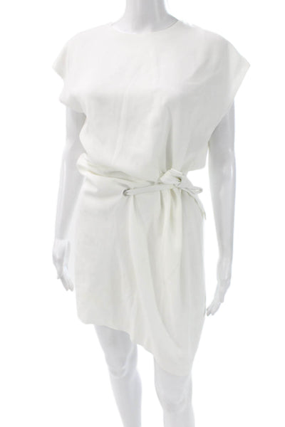 Rag & Bone Womens White Short Sleeve Shift Dress Button Front Polyester Size M