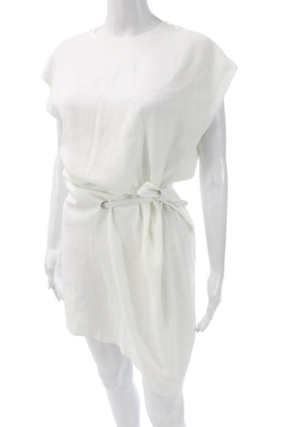 Rag & Bone Womens White Short Sleeve Shift Dress Button Front Polyester Size M