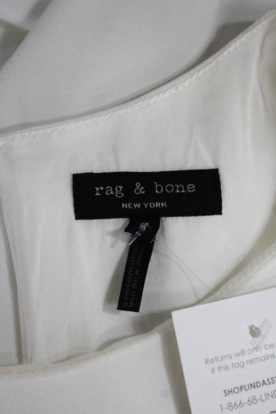 Rag & Bone Womens White Short Sleeve Shift Dress Button Front Polyester Size M
