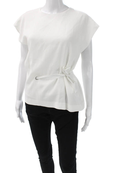 Rag & Bone Women Sleeveless Cotton Round Neck Button Blouse White Size M