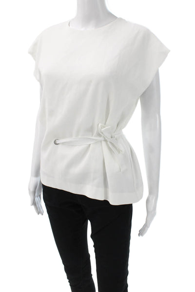 Rag & Bone Women Sleeveless Cotton Round Neck Button Blouse White Size M