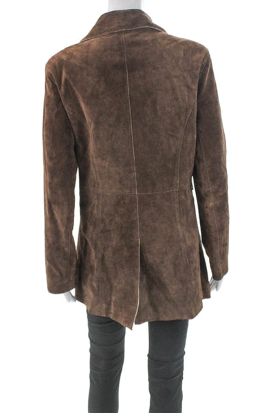 Bebe Womens Brown Leather Pea Coat Button Size L