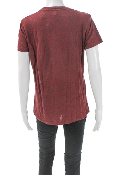 IRO Womens Basic Red Linen Crewneck Short Sleeve T-Shirt Size XS