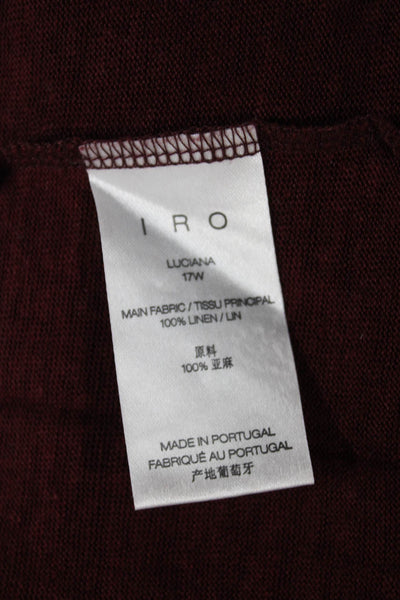 IRO Womens Basic Red Linen Crewneck Short Sleeve T-Shirt Size XS