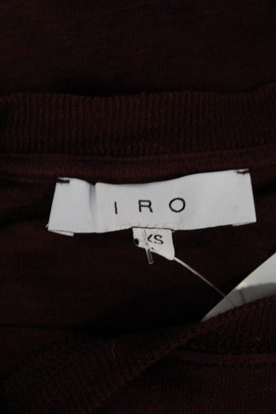 IRO Womens Basic Red Linen Crewneck Short Sleeve T-Shirt Size XS