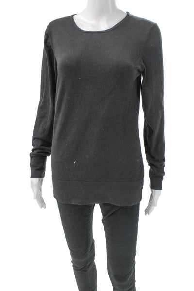 Minnie Rose Womens Gray Tunic T-Shirt Long Sleeve Round Neck Size L