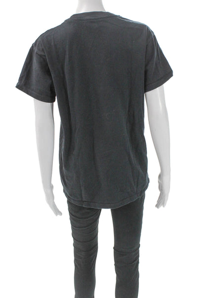 Fiorucci Women Basic Black Cotton Crew Neck Short Sleeve T-Shirt Size L