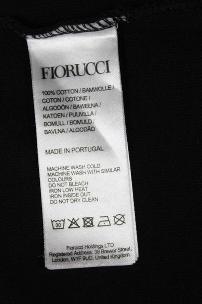 Fiorucci Women Basic Black Cotton Crew Neck Short Sleeve T-Shirt Size L