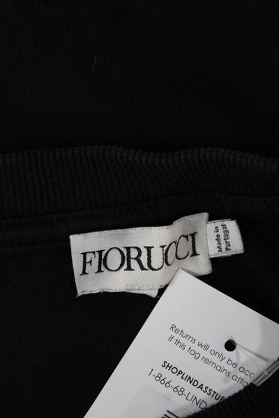 Fiorucci Women Basic Black Cotton Crew Neck Short Sleeve T-Shirt Size L