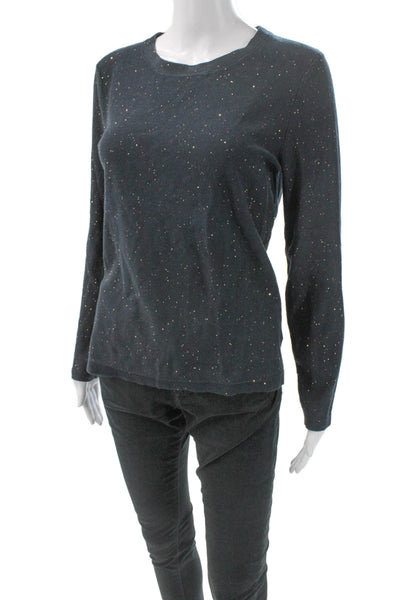 Ecru Women Black Pullover Sweater Long Sleeve Crew Neck Cotton Size M