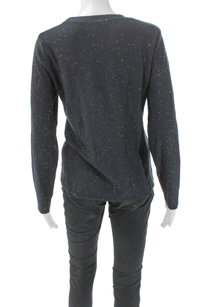 Ecru Women Black Pullover Sweater Long Sleeve Crew Neck Cotton Size M