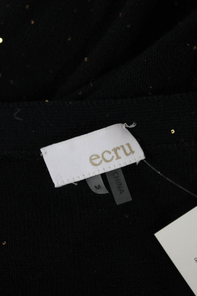 Ecru Women Black Pullover Sweater Long Sleeve Crew Neck Cotton Size M