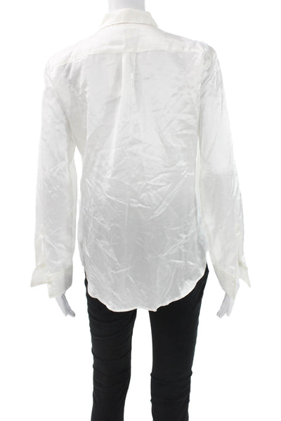 Hartford Women Basic White Cotton Collared Long Sleeve Blouse Size 1
