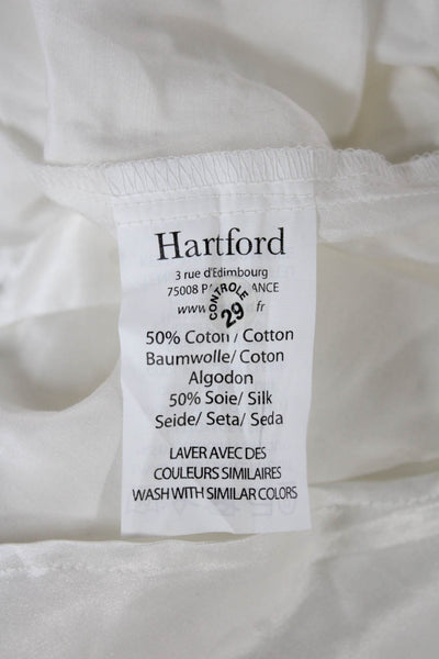 Hartford Women Basic White Cotton Collared Long Sleeve Blouse Size 1