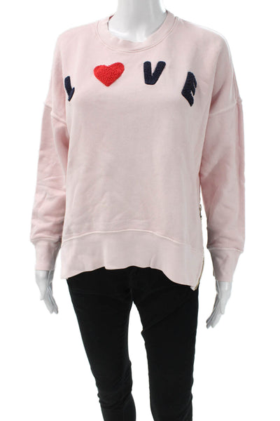Sundry Womens Pullover Sweatshirt Pink Cotton Blend Crew Neck Size 0