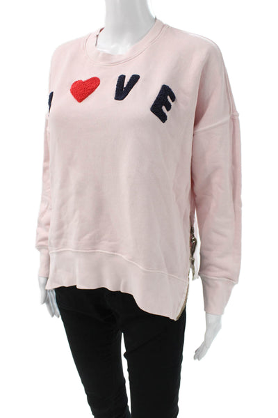 Sundry Womens Pullover Sweatshirt Pink Cotton Blend Crew Neck Size 0
