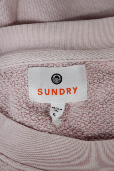 Sundry Womens Pullover Sweatshirt Pink Cotton Blend Crew Neck Size 0