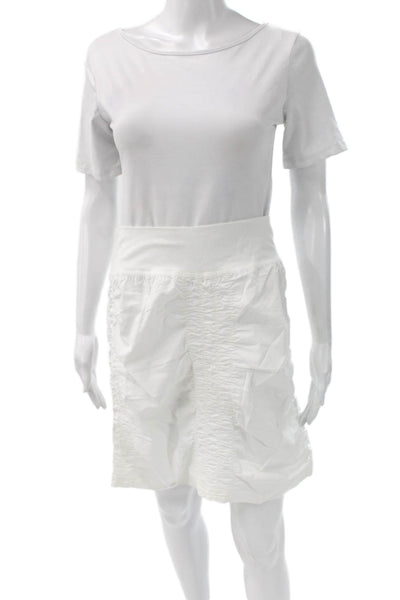 Wearables Women White Cotton Straight Pencil Skirt Short Pull On Size M