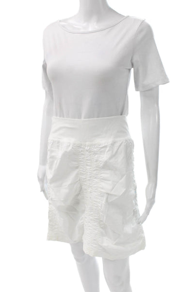 Wearables Women White Cotton Straight Pencil Skirt Short Pull On Size M