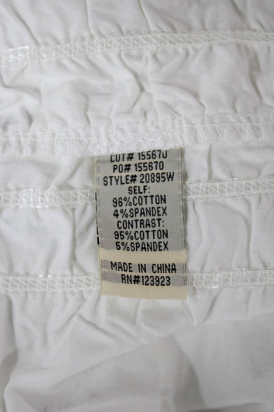 Wearables Women White Cotton Straight Pencil Skirt Short Pull On Size M