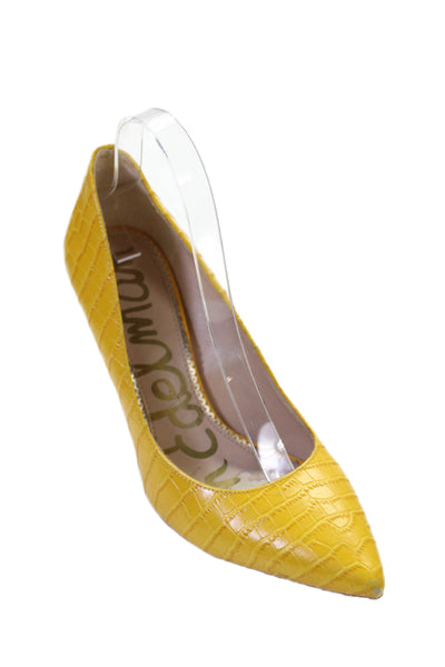 Sam Edelman Womens Leather Crocodile Print Hazel Pumps Yellow Size 8 Medium