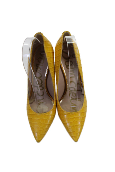 Sam Edelman Womens Leather Crocodile Print Hazel Pumps Yellow Size 8 Medium