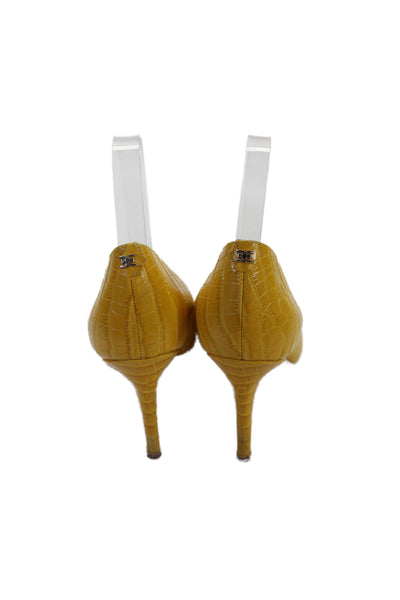 Sam Edelman Womens Leather Crocodile Print Hazel Pumps Yellow Size 8 Medium