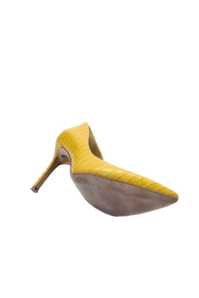 Sam Edelman Womens Leather Crocodile Print Hazel Pumps Yellow Size 8 Medium