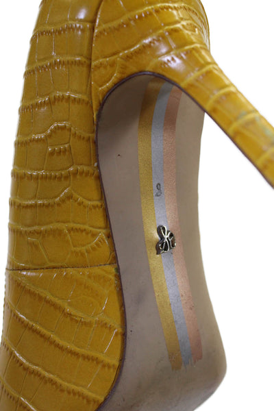 Sam Edelman Womens Leather Crocodile Print Hazel Pumps Yellow Size 8 Medium