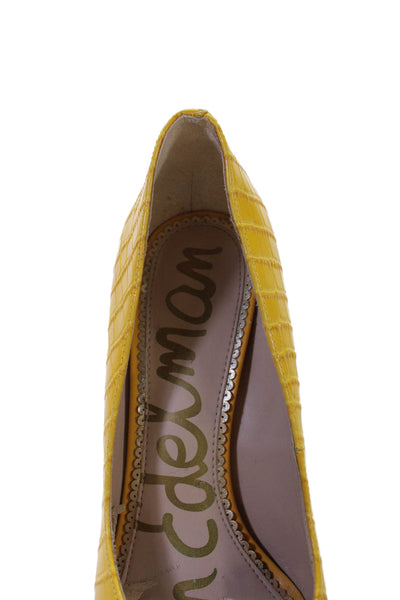 Sam Edelman Womens Leather Crocodile Print Hazel Pumps Yellow Size 8 Medium