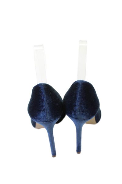 Zara Basic Womens Velvet Pointed Toe Pumps Blue Size 39 9