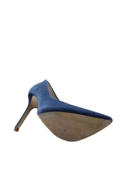 Zara Basic Womens Velvet Pointed Toe Pumps Blue Size 39 9