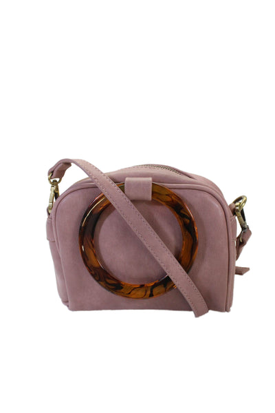 Anthropologie Womens Leather Tortoise Shell Handle Lucile Shoulder Handbag Pink
