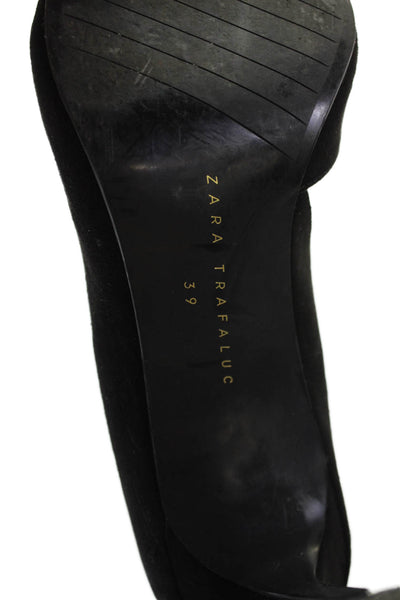 Zara Trafaluc Womens Suede Cap Pointed Toe D'Orsay Pumps Black Size 39 9