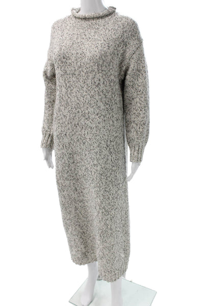 Beige Womens Maxi Dress Turtleneck Cable Knit Sleeveless Size M
