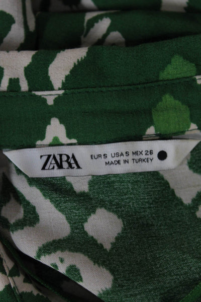 Zara Womens Maxi Ikat Collared Button Front 3/4 Sleeve Polyester Dress Size S