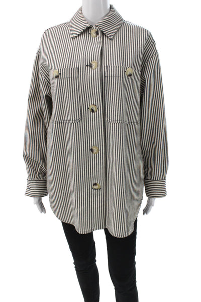 Zara Women Striped Collared Knit Polo Sweater Long Sleeve Red Size M
