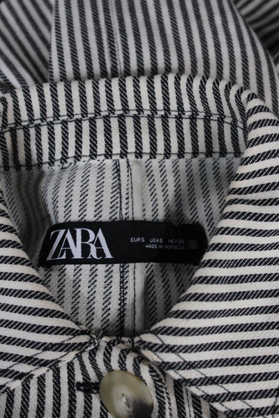 Zara Women Striped Collared Knit Polo Sweater Long Sleeve Red Size M