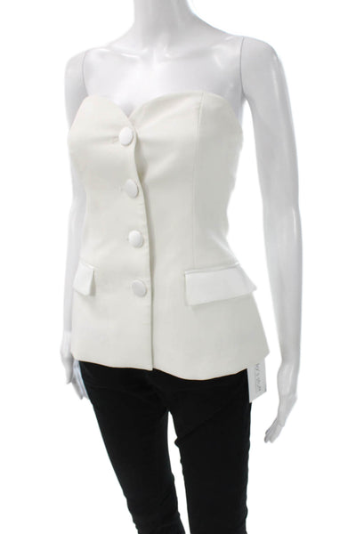 Zara Womens Basic Sweetheart Tank White Polyester Sleeveless Size S