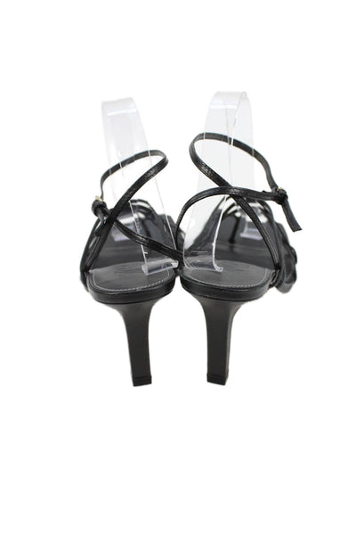 Zara Womens Vegan Leather Strappy High Heels Sandals Shoes Black Size 11