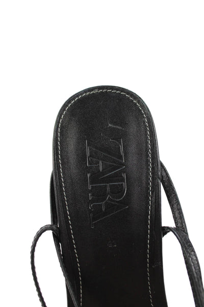 Zara Womens Vegan Leather Strappy High Heels Sandals Shoes Black Size 11