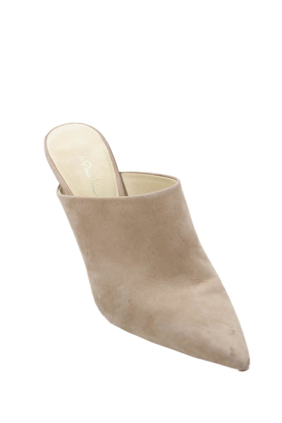 3.1 Phillip Lim Womens Leather Pointed Toe High Heels Mules Shoes Brown Size 10