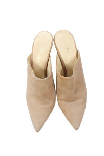 3.1 Phillip Lim Womens Leather Pointed Toe High Heels Mules Shoes Brown Size 10