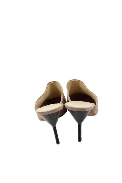 3.1 Phillip Lim Womens Leather Pointed Toe High Heels Mules Shoes Brown Size 10