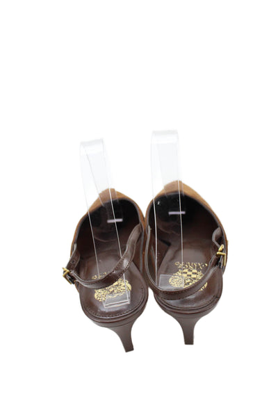 Vince Camuto Womens Suede Pointed Toe Slingbacks Heels Shoes Brown Size 9.5M