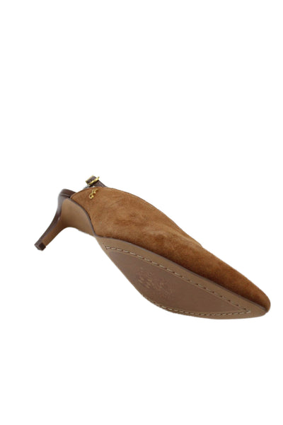 Vince Camuto Womens Suede Pointed Toe Slingbacks Heels Shoes Brown Size 9.5M