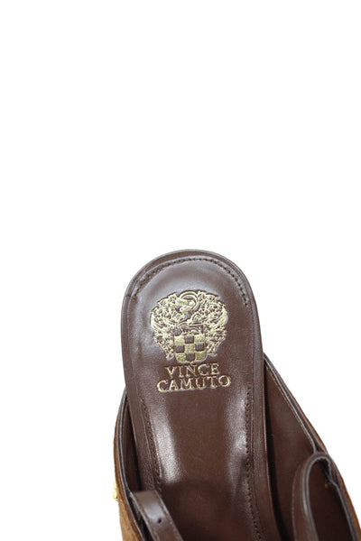 Vince Camuto Womens Suede Pointed Toe Slingbacks Heels Shoes Brown Size 9.5M