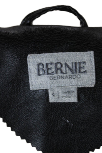 Bernardo Womens Overcoat Faux Leather Gray Button Long Sleeve Size S