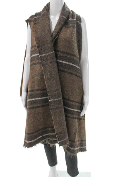 Isabel Marant Women Brown Plaid Virgin Wool Sleeveless Vest Size 38