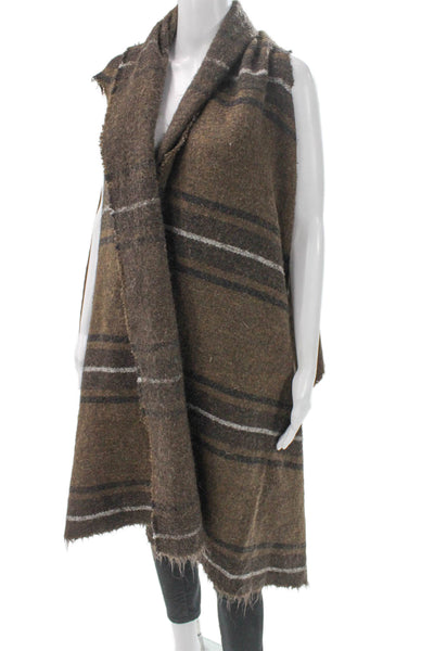 Isabel Marant Women Brown Plaid Virgin Wool Sleeveless Vest Size 38